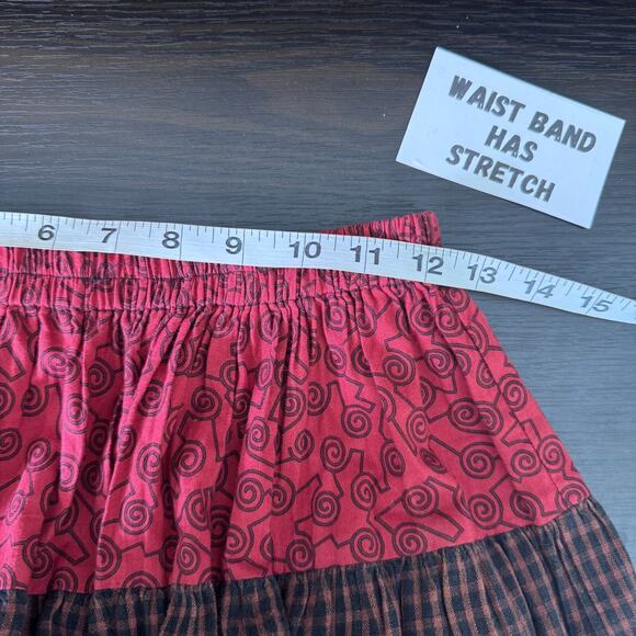 Double D Ranch Skirt Womens Medium Mix Floral Tiered Western Boho Broomstick 90s - Picture 11 of 13